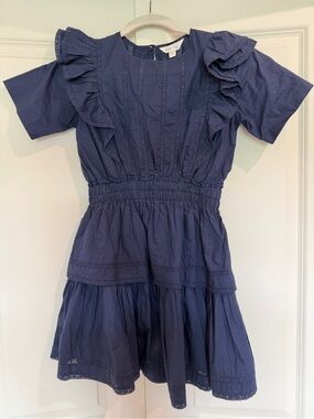 Eyelet & Ivy Navy Ruffle Tiered Dress XS
